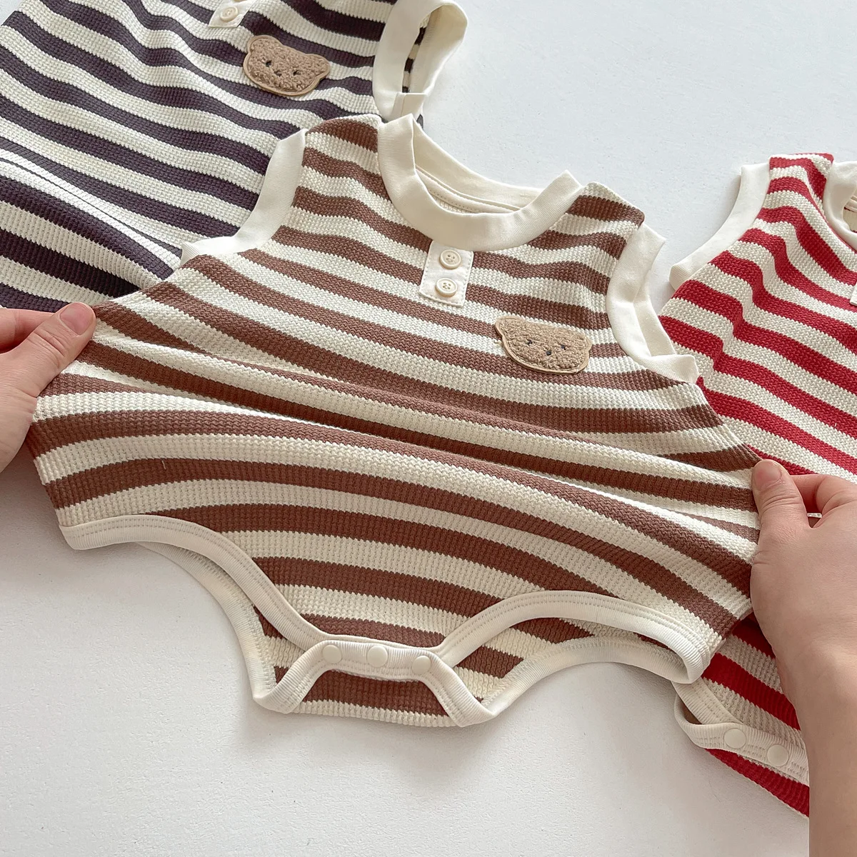 New 2023 Summer Sleeveless Knit Bodysuits Infant Baby Girls Boys One-pieces Kids Newborn Clothes- Ideal for Outdoor Activities