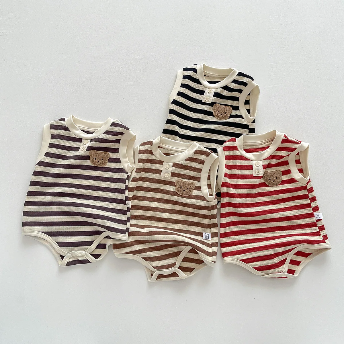 New 2023 Summer Sleeveless Knit Bodysuits Infant Baby Girls Boys One-pieces Kids Newborn Clothes- Ideal for Outdoor Activities