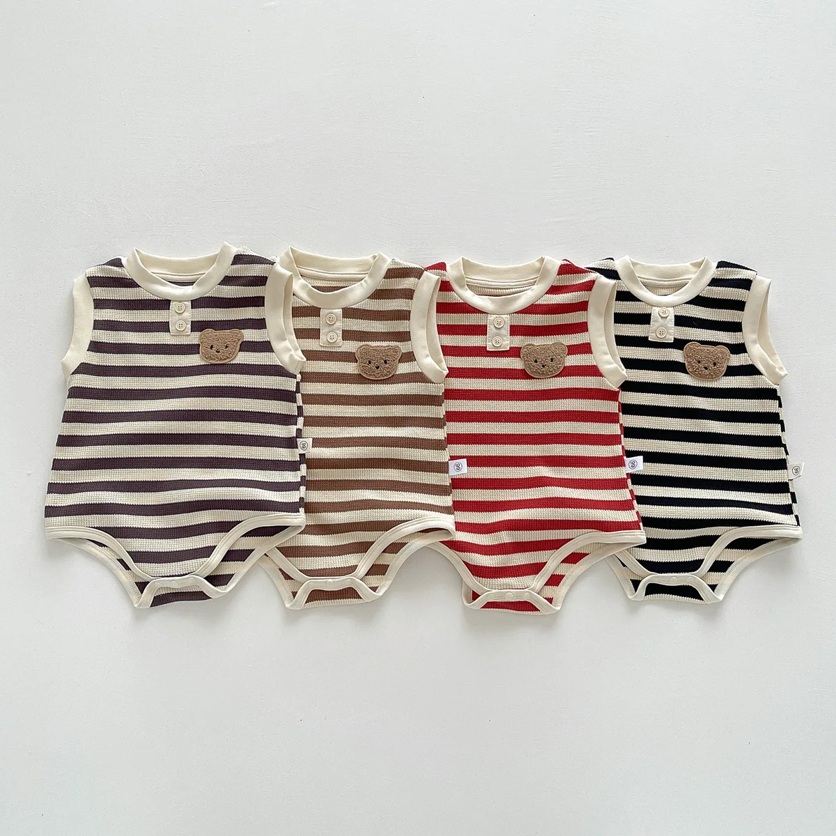 New 2023 Summer Sleeveless Knit Bodysuits Infant Baby Girls Boys One-pieces Kids Newborn Clothes- Ideal for Outdoor Activities