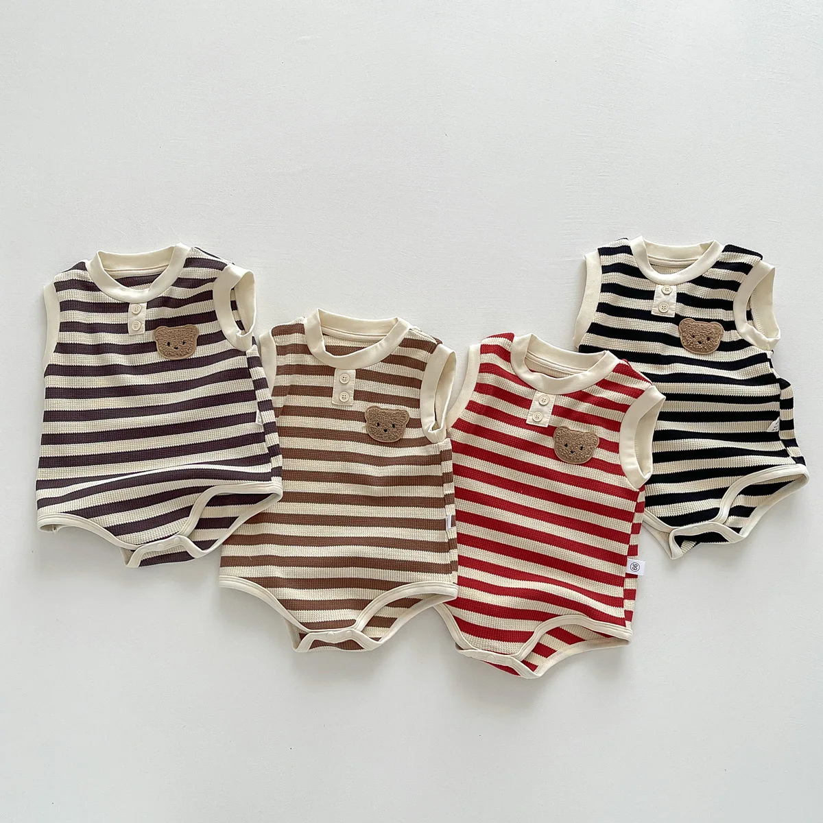 New 2023 Summer Sleeveless Knit Bodysuits Infant Baby Girls Boys One-pieces Kids Newborn Clothes- Ideal for Outdoor Activities