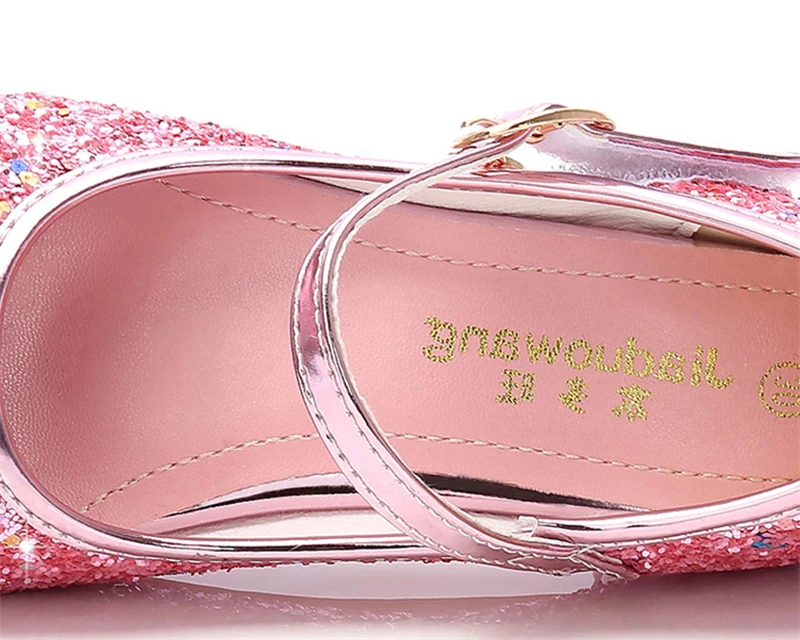 Princess Butterfly Leather Shoes Kids Diamond Bowknot High Heel Children Girl Dance Glitter Shoes Fashion Girls Party Dance Shoe