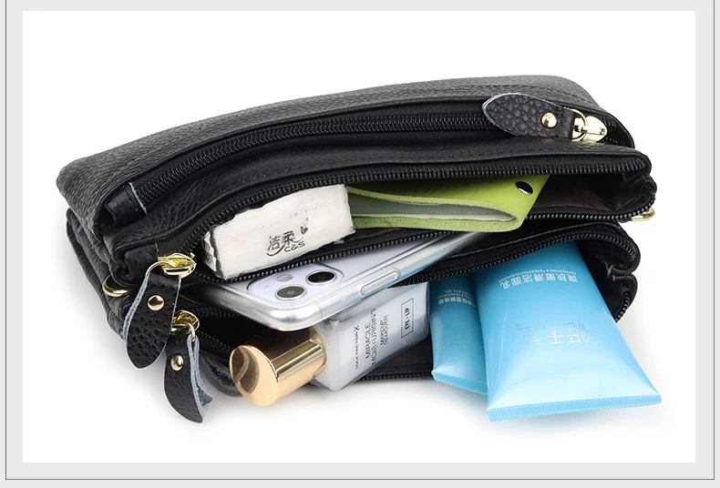 Genuine Leather Women Crossbody Bag Small Shoulder Handbag Casual Wristlet Clutch Purse Large Capacity Messenger Bags for Women