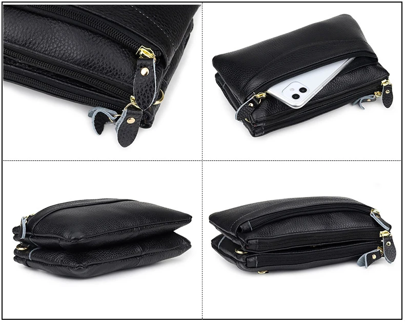 Genuine Leather Women Crossbody Bag Small Shoulder Handbag Casual Wristlet Clutch Purse Large Capacity Messenger Bags for Women