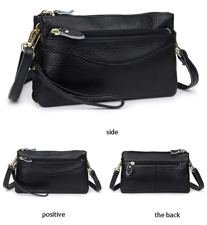 Genuine Leather Women Crossbody Bag Small Shoulder Handbag Casual Wristlet Clutch Purse Large Capacity Messenger Bags for Women
