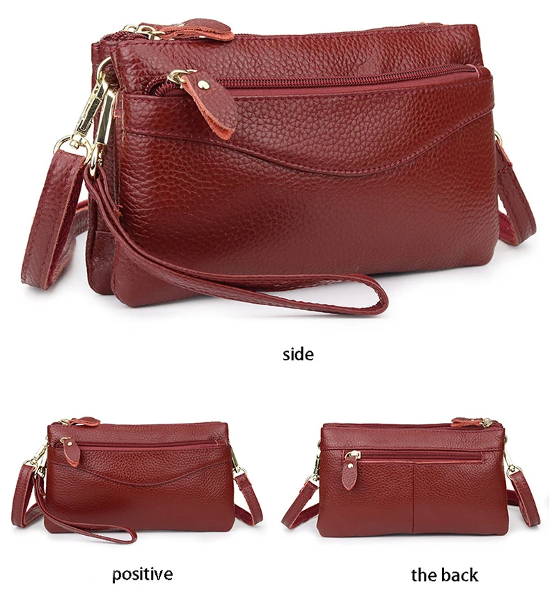 Genuine Leather Women Crossbody Bag Small Shoulder Handbag Casual Wristlet Clutch Purse Large Capacity Messenger Bags for Women