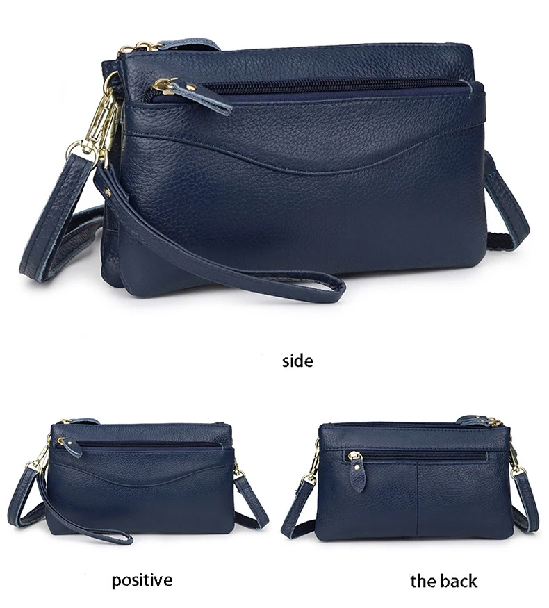 Genuine Leather Women Crossbody Bag Small Shoulder Handbag Casual Wristlet Clutch Purse Large Capacity Messenger Bags for Women