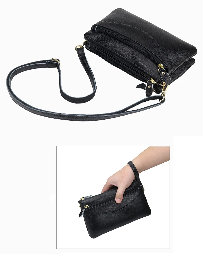 Genuine Leather Women Crossbody Bag Small Shoulder Handbag Casual Wristlet Clutch Purse Large Capacity Messenger Bags for Women