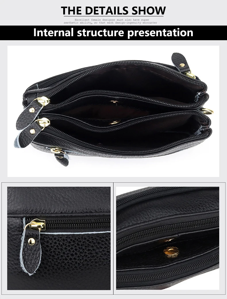 Genuine Leather Women Crossbody Bag Small Shoulder Handbag Casual Wristlet Clutch Purse Large Capacity Messenger Bags for Women