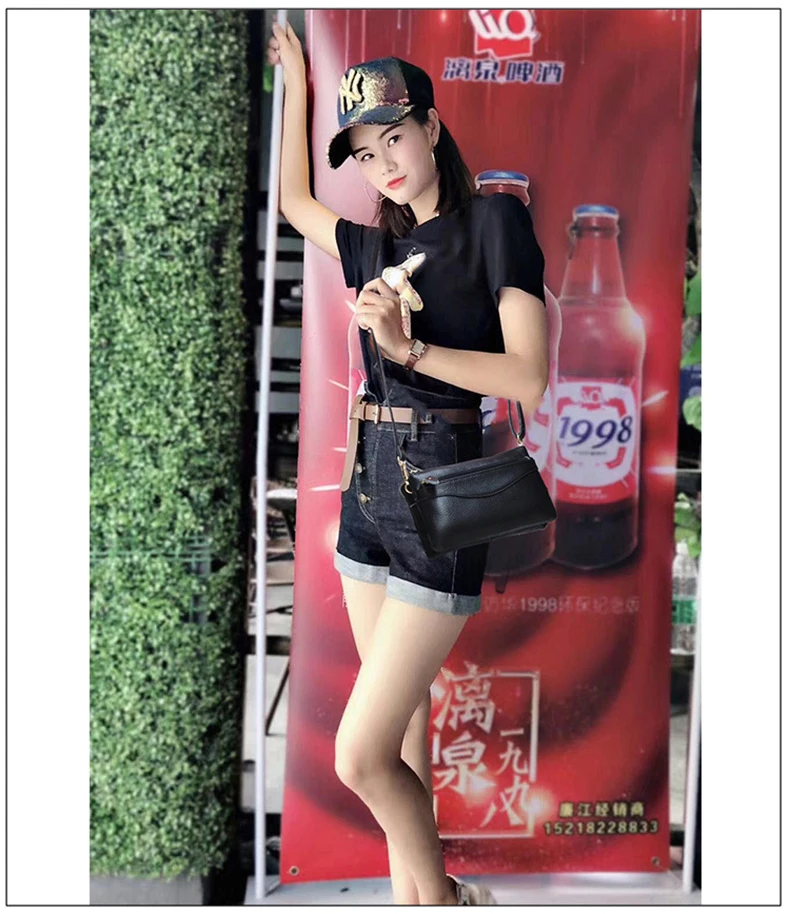 Genuine Leather Women Crossbody Bag Small Shoulder Handbag Casual Wristlet Clutch Purse Large Capacity Messenger Bags for Women
