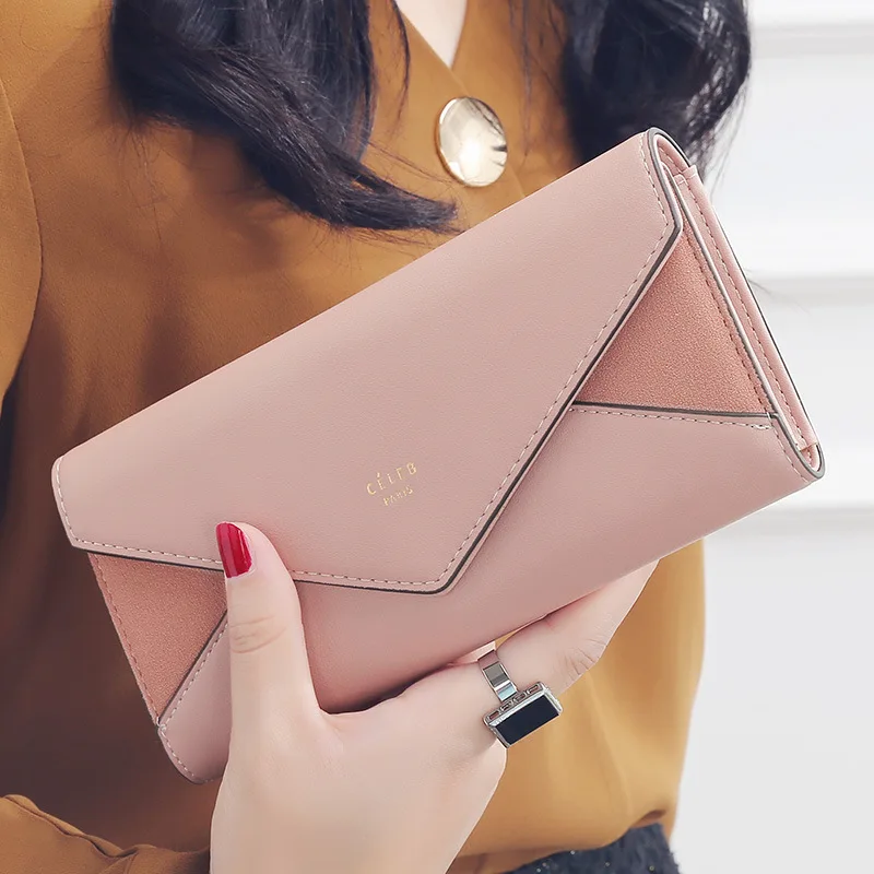 aliwood Brand 3 Fold Women's Wallet Designer Envelope Clutch For Women Hasp Money Clip Leather Female Long Wallet Phone Pocket