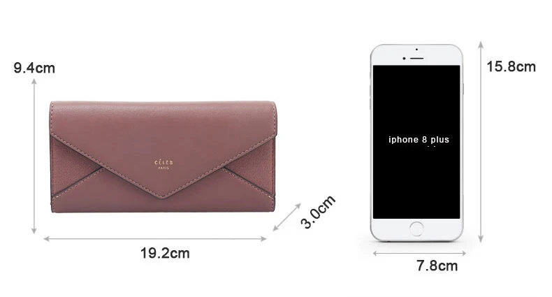 aliwood Brand 3 Fold Women's Wallet Designer Envelope Clutch For Women Hasp Money Clip Leather Female Long Wallet Phone Pocket