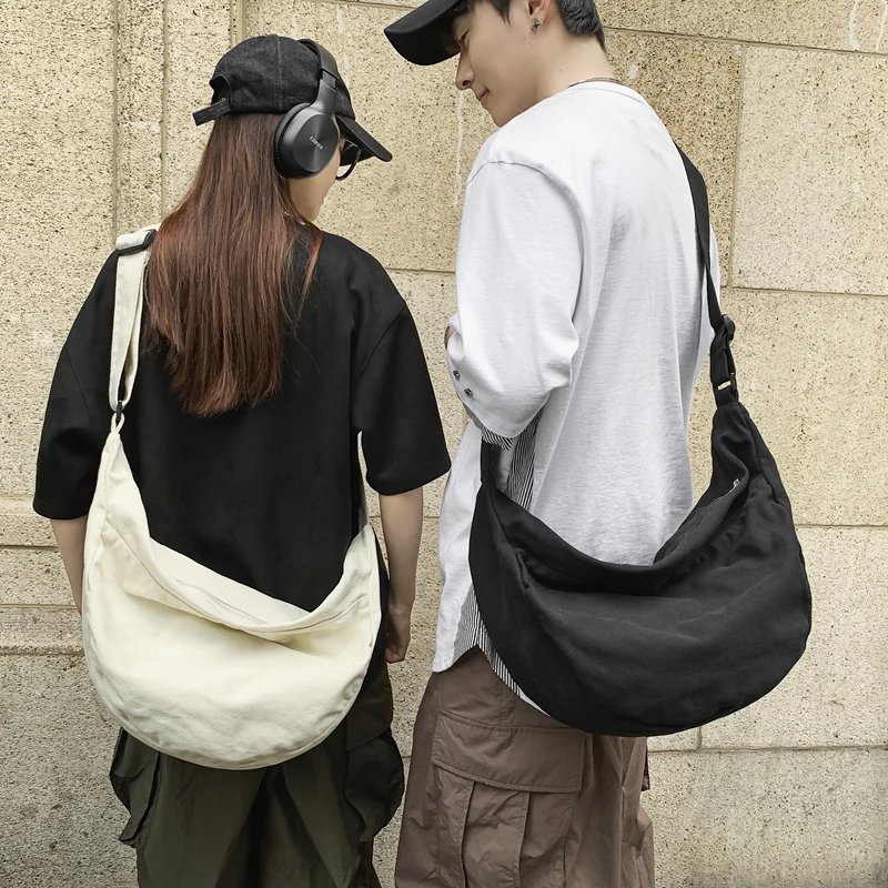 Solid Color Canvas Female Crossbody Bags For Women Large Capacity Shopping Messenger Bag Student Shoulder Bag Unisex School Bag