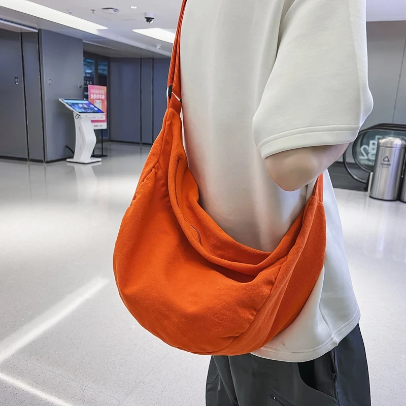 Solid Color Canvas Female Crossbody Bags For Women Large Capacity Shopping Messenger Bag Student Shoulder Bag Unisex School Bag