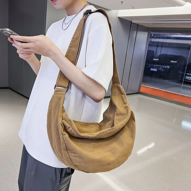 Solid Color Canvas Female Crossbody Bags For Women Large Capacity Shopping Messenger Bag Student Shoulder Bag Unisex School Bag
