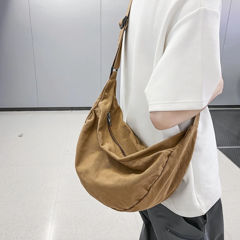 Solid Color Canvas Female Crossbody Bags For Women Large Capacity Shopping Messenger Bag Student Shoulder Bag Unisex School Bag