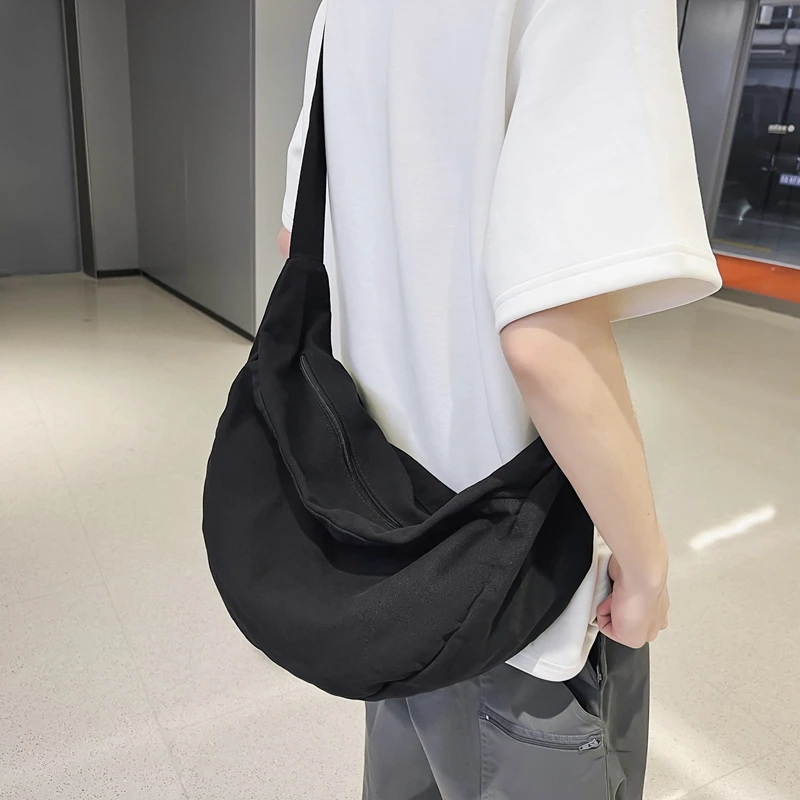 Solid Color Canvas Female Crossbody Bags For Women Large Capacity Shopping Messenger Bag Student Shoulder Bag Unisex School Bag
