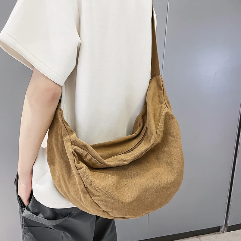 Solid Color Canvas Female Crossbody Bags For Women Large Capacity Shopping Messenger Bag Student Shoulder Bag Unisex School Bag