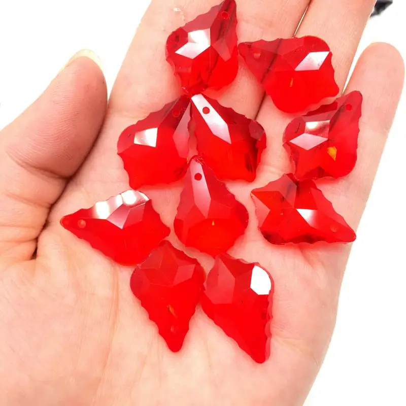 Wholesale 10PCS Multi Color Double Sided Crystal Glass Maple Leaf Loose Spacer Beads DIY Earrings Necklace Pendant Jewelry Gifts