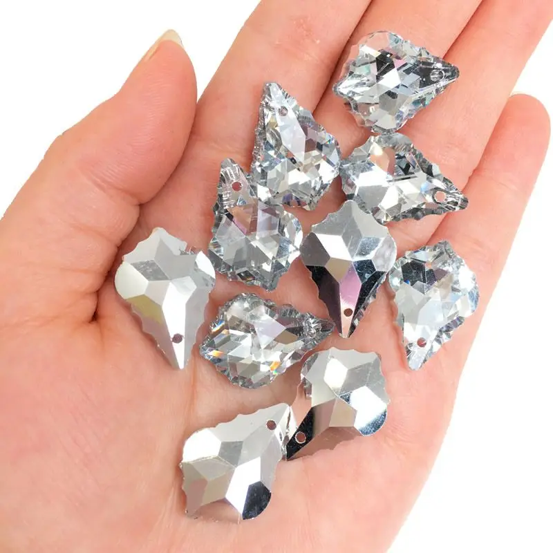 Wholesale 10PCS Multi Color Double Sided Crystal Glass Maple Leaf Loose Spacer Beads DIY Earrings Necklace Pendant Jewelry Gifts