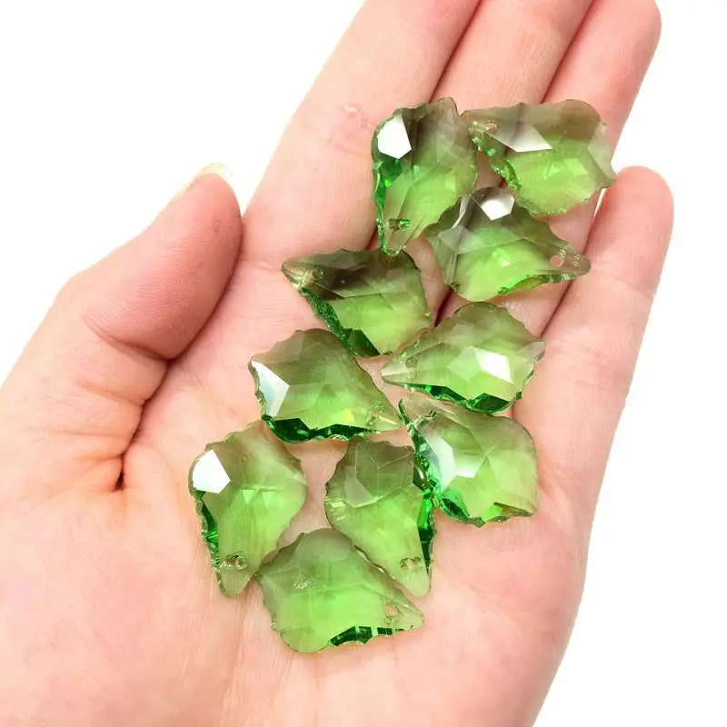 Wholesale 10PCS Multi Color Double Sided Crystal Glass Maple Leaf Loose Spacer Beads DIY Earrings Necklace Pendant Jewelry Gifts