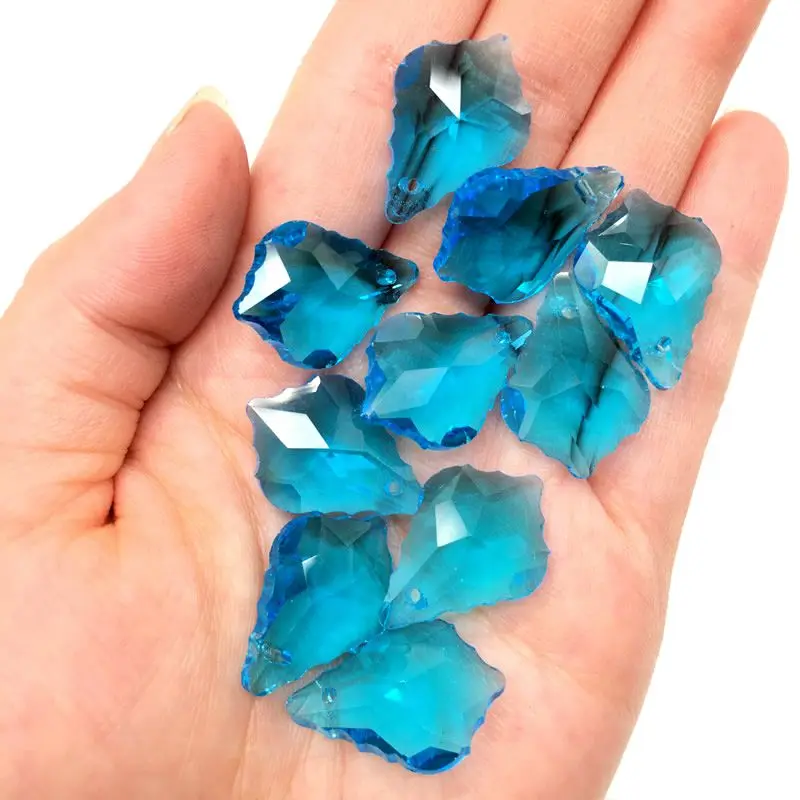 Wholesale 10PCS Multi Color Double Sided Crystal Glass Maple Leaf Loose Spacer Beads DIY Earrings Necklace Pendant Jewelry Gifts