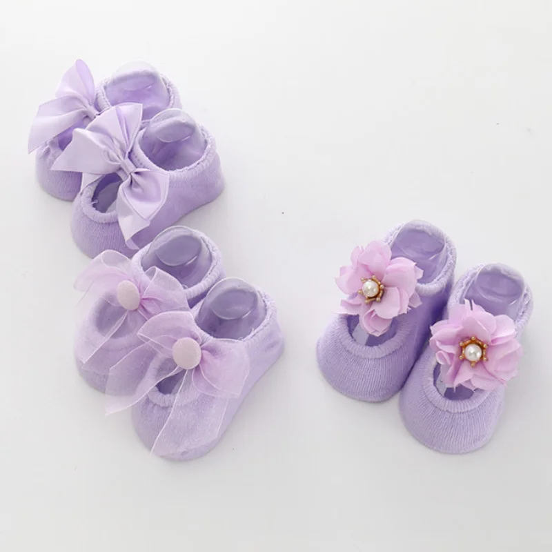 3Pair/lot New Baby Socks Lace Flower Bow Girls' Baby Socks