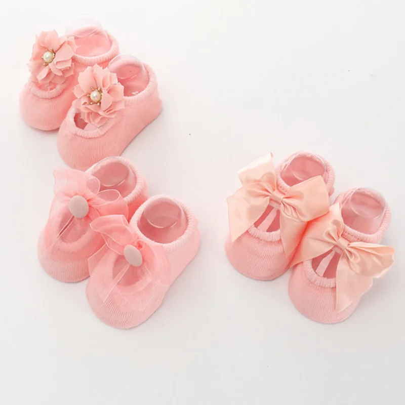 3Pair/lot New Baby Socks Lace Flower Bow Girls' Baby Socks