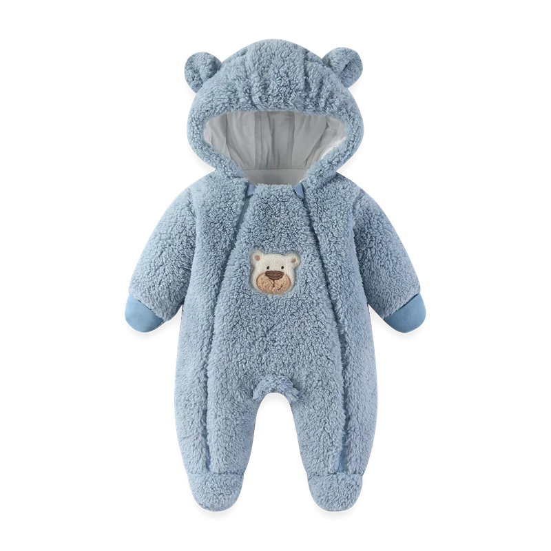 Newborn Baby Winter Jacket Warm Hooded Infant Romper Thicken Soft Cotton Boys Jumpsuit Cartoon Baby Girl Clothes 0 to 12 Months