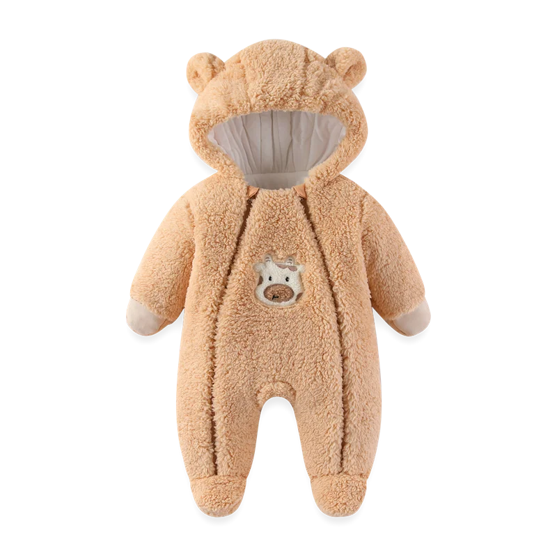 Newborn Baby Winter Jacket Warm Hooded Infant Romper Thicken Soft Cotton Boys Jumpsuit Cartoon Baby Girl Clothes 0 to 12 Months