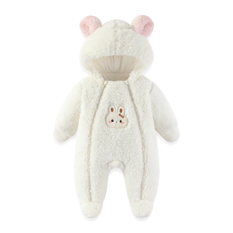 Newborn Baby Winter Jacket Warm Hooded Infant Romper Thicken Soft Cotton Boys Jumpsuit Cartoon Baby Girl Clothes 0 to 12 Months