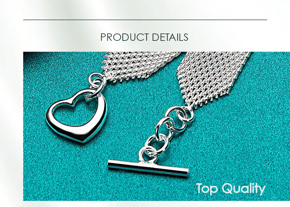 DOTEFFIL 925 Sterling Silver Watchband Network Heart Bracelet Chain For Woman Man Charm Wedding Engagement Party Fashion Jewelry