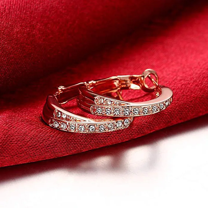New 925 Sterling Silver Earrings Inlaid Zircon Earrings 14K Rose Gold Earrings For Women'S Charm Jewelry Gift