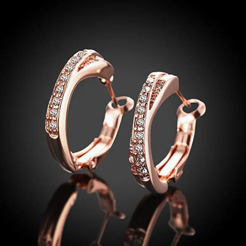 New 925 Sterling Silver Earrings Inlaid Zircon Earrings 14K Rose Gold Earrings For Women'S Charm Jewelry Gift