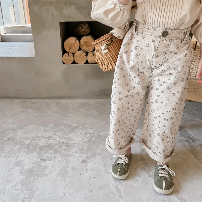 MILANCEL Autumn Kids Pants Floral Girls Trousers Chidren Clothes