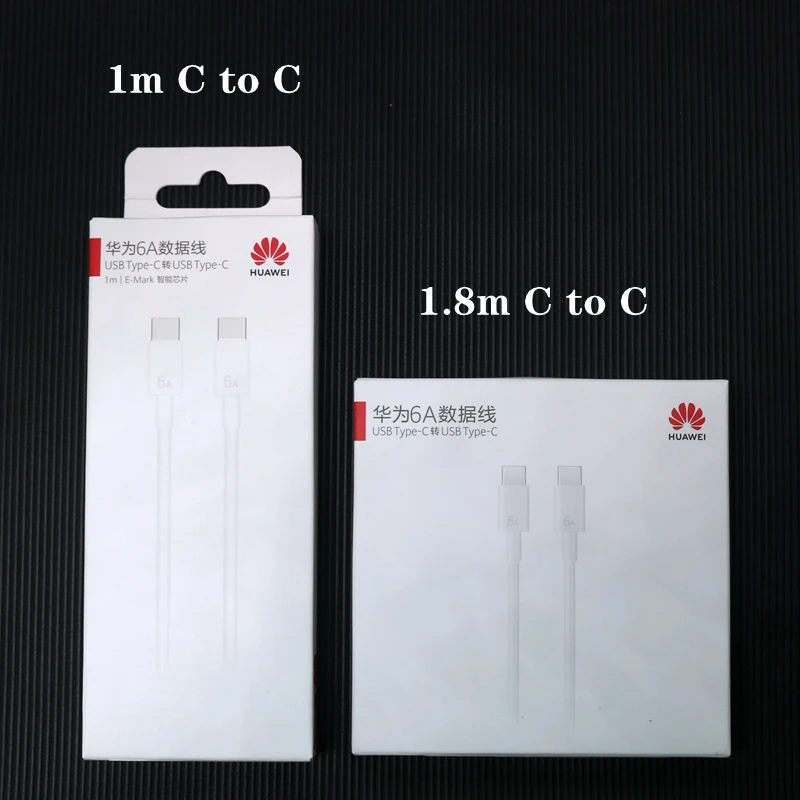 Original 1.8m 1m Huawei Matebook USB Type-C to Type-C High-Speed Data Cable 6A Cable for Huawei Phone P50 P60 P70 ProMate40 Pro