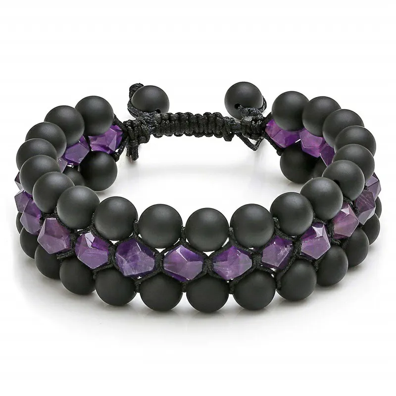 Mens 8mm Tiger Eye Stone Black Agate Bracelet Yoga Healing Crystal Bracelet Natural Beads Bracelets Braided 3 Layer Jewelry