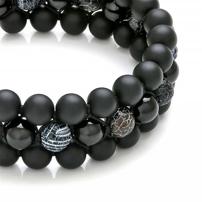 Mens 8mm Tiger Eye Stone Black Agate Bracelet Yoga Healing Crystal Bracelet Natural Beads Bracelets Braided 3 Layer Jewelry
