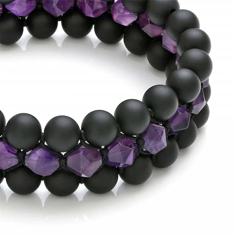Mens 8mm Tiger Eye Stone Black Agate Bracelet Yoga Healing Crystal Bracelet Natural Beads Bracelets Braided 3 Layer Jewelry