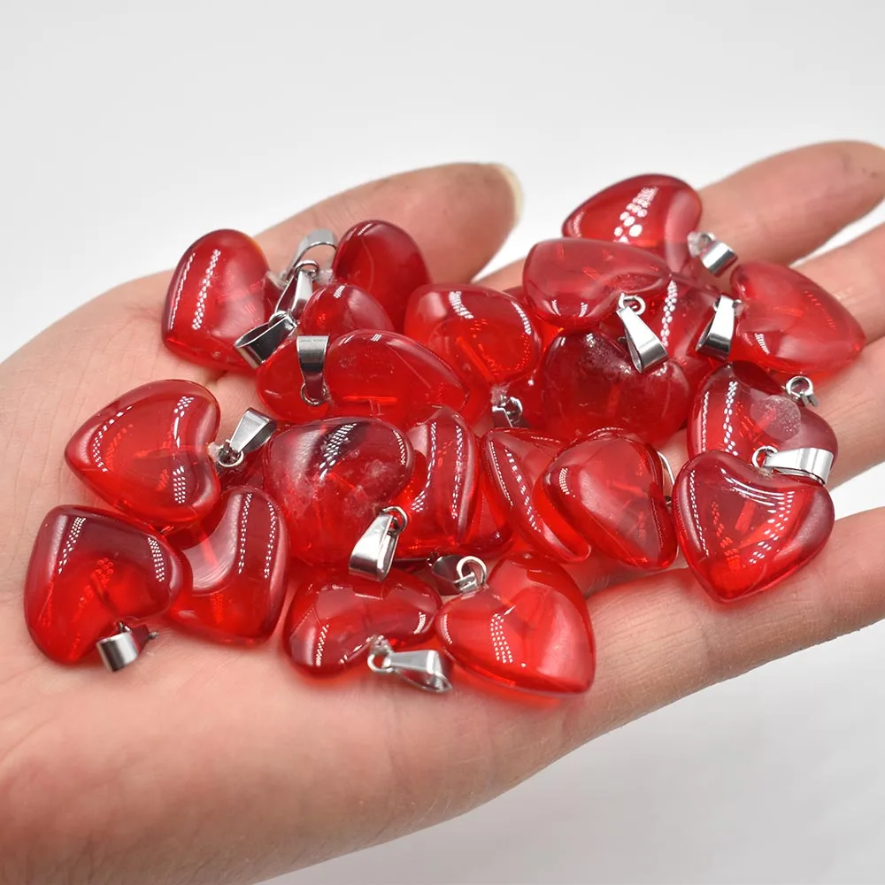 Fashion beautiful glass crystal mixed heart shape pendants 20mm for DIY jewelry making 50pcs/lot Wholesale Free shipping