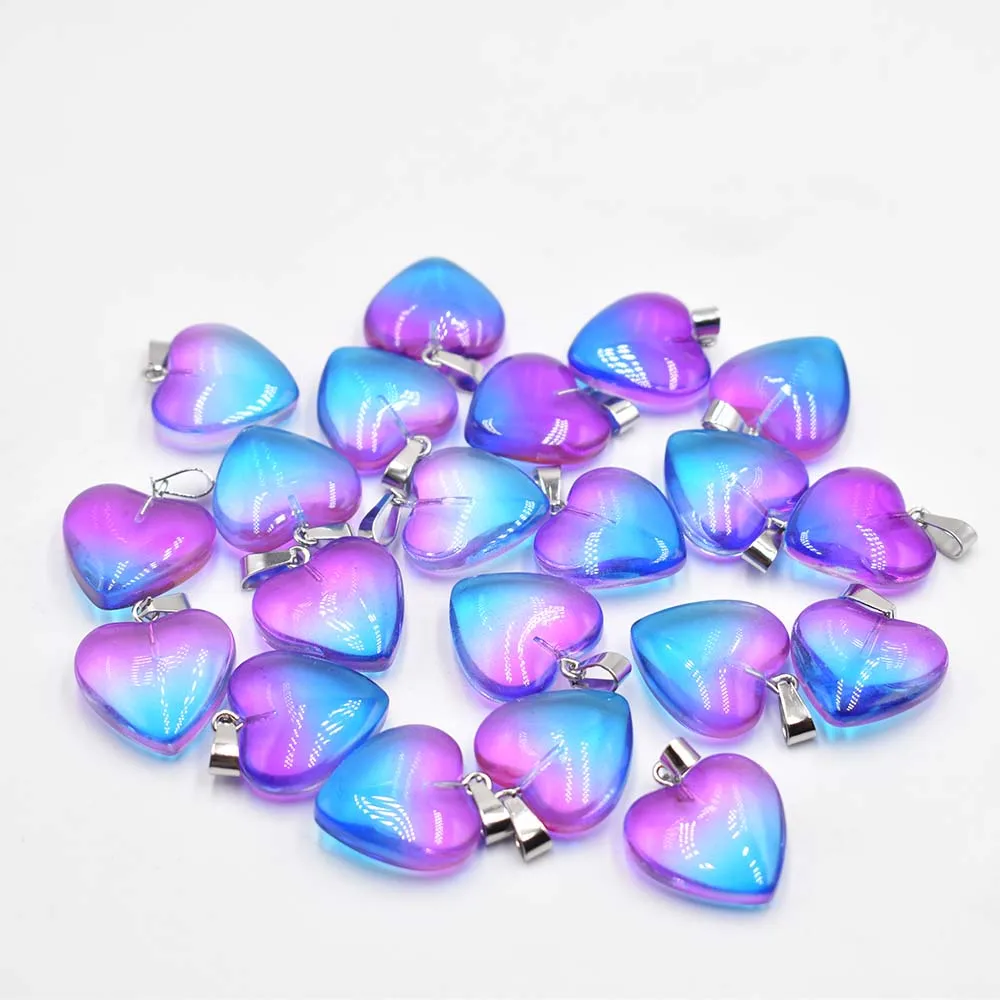 Fashion beautiful glass crystal mixed heart shape pendants 20mm for DIY jewelry making 50pcs/lot Wholesale Free shipping