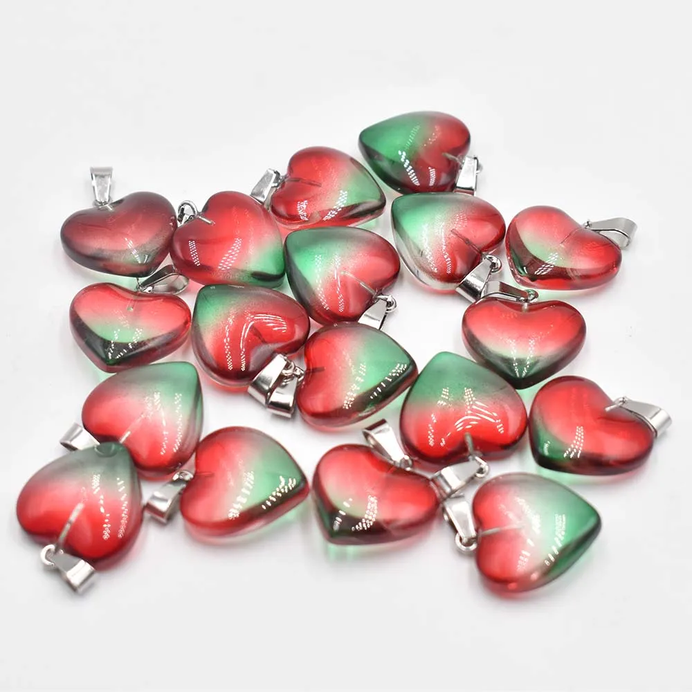 Fashion beautiful glass crystal mixed heart shape pendants 20mm for DIY jewelry making 50pcs/lot Wholesale Free shipping