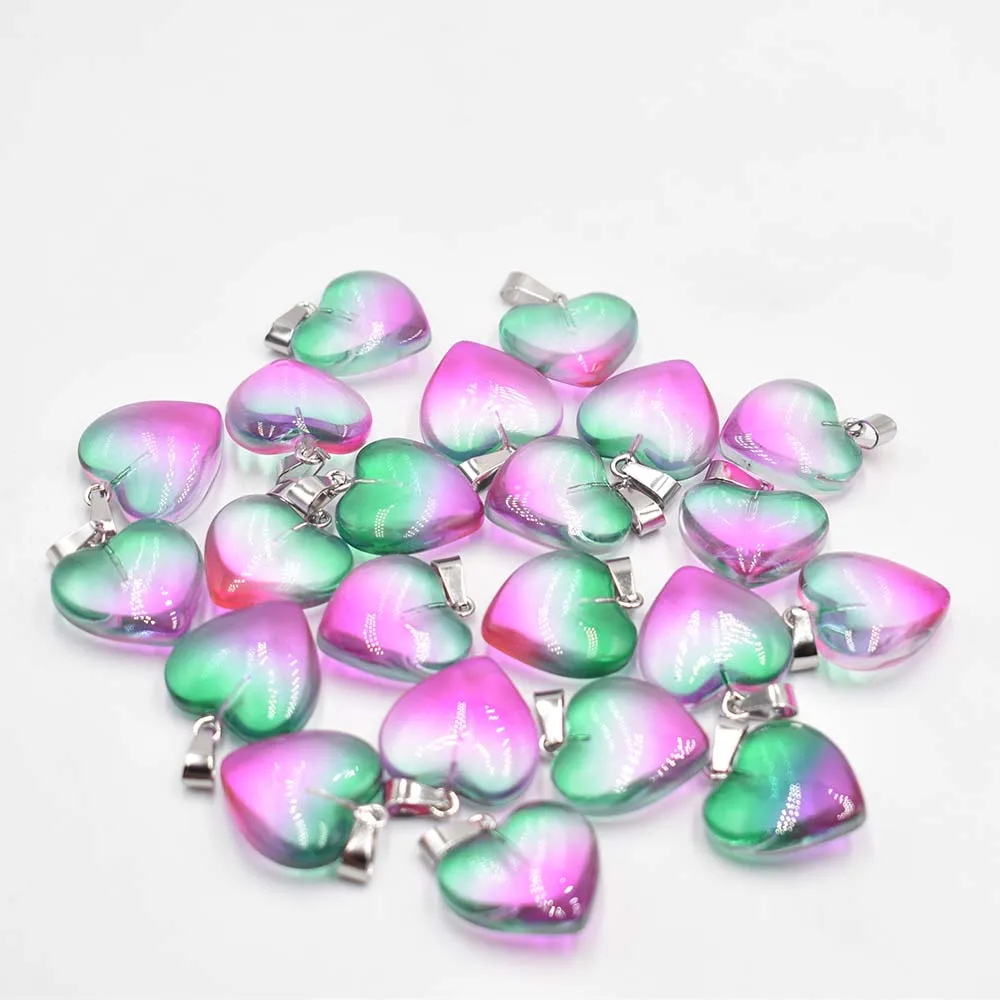 Fashion beautiful glass crystal mixed heart shape pendants 20mm for DIY jewelry making 50pcs/lot Wholesale Free shipping