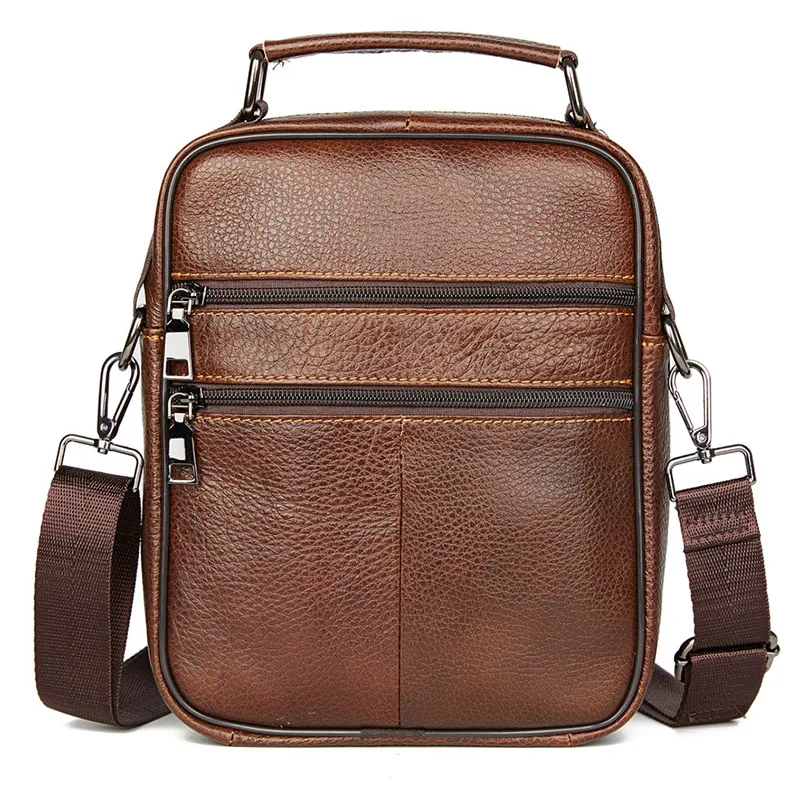 Men's Natural Leather Handbag For Tablet Male  Genuine Leather Shoulder Bag Small Men Travel Messenger Crossbody Bags Tote