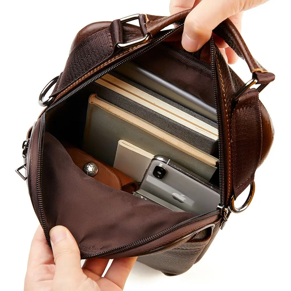 Men's Natural Leather Handbag For Tablet Male  Genuine Leather Shoulder Bag Small Men Travel Messenger Crossbody Bags Tote