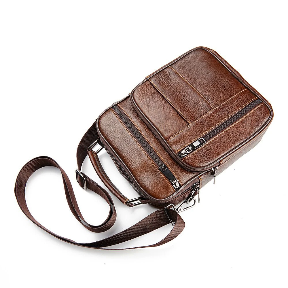 Men's Natural Leather Handbag For Tablet Male  Genuine Leather Shoulder Bag Small Men Travel Messenger Crossbody Bags Tote