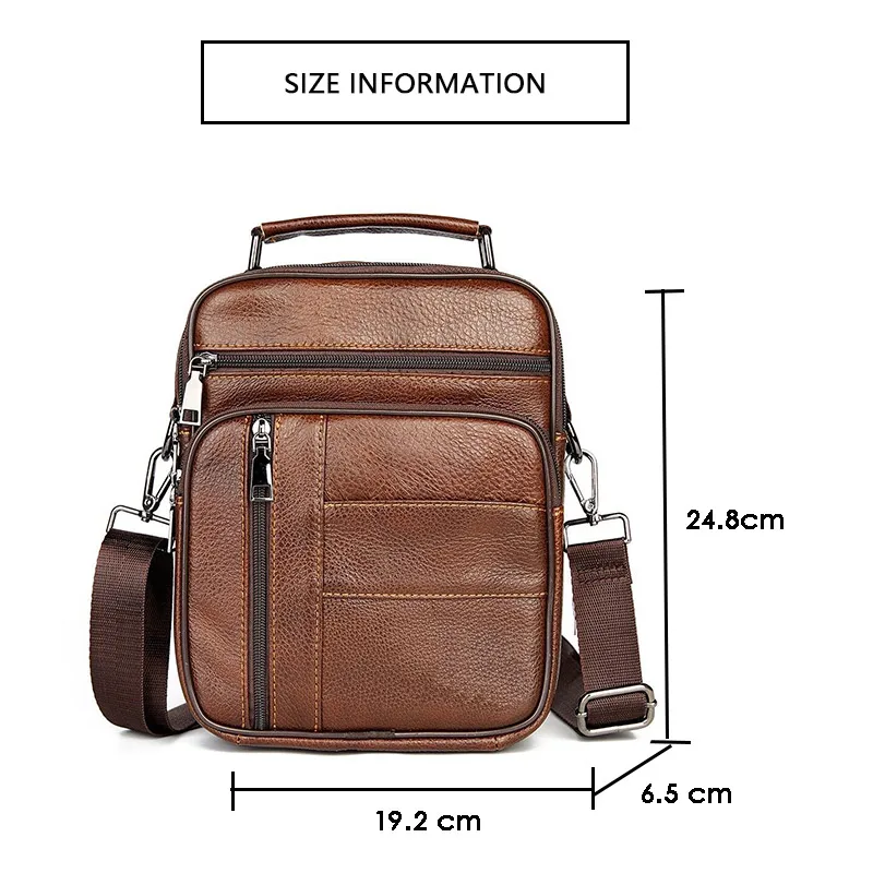 Men's Natural Leather Handbag For Tablet Male  Genuine Leather Shoulder Bag Small Men Travel Messenger Crossbody Bags Tote
