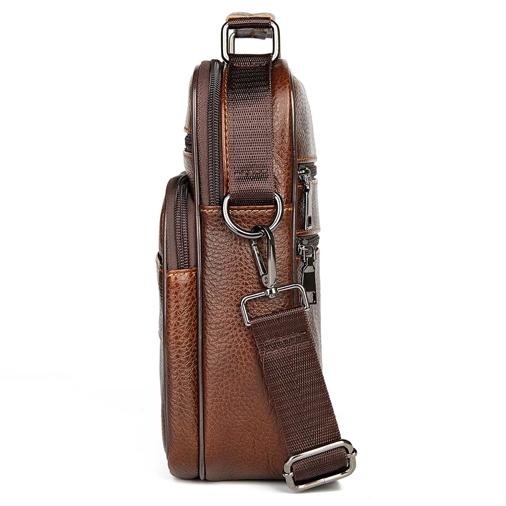 Men's Natural Leather Handbag For Tablet Male  Genuine Leather Shoulder Bag Small Men Travel Messenger Crossbody Bags Tote
