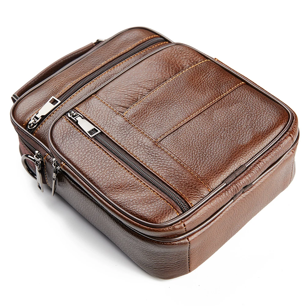 Men's Natural Leather Handbag For Tablet Male  Genuine Leather Shoulder Bag Small Men Travel Messenger Crossbody Bags Tote