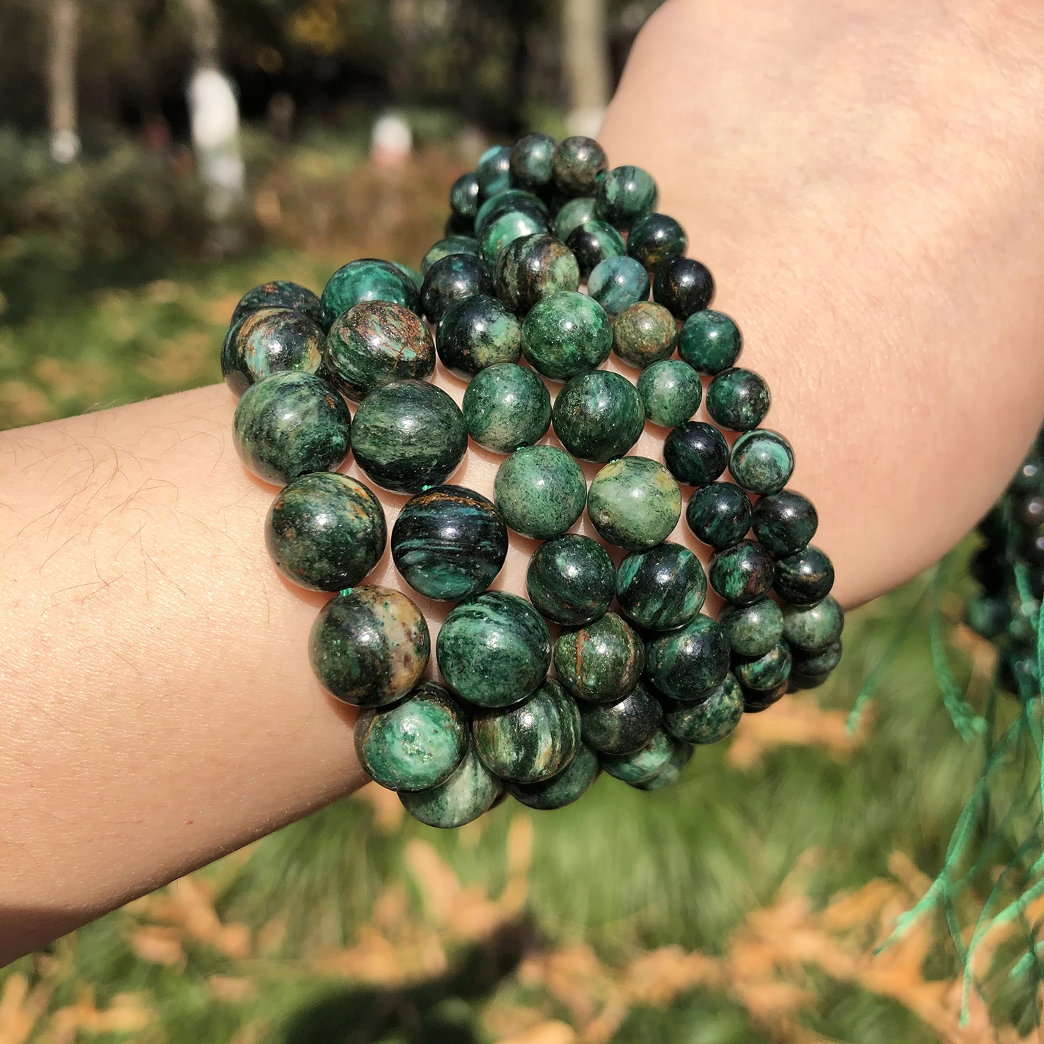 Natural Stone Mixed Green Emerald Round Loose Spacer Beads for Jewelry Craft Making Diy Bracelet Necklace Accessories 6 8 10mm