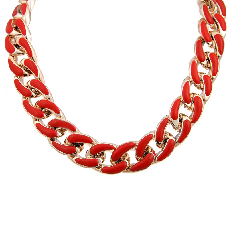 FishSheep Vintage Big Acrylic Red Choker Necklace for Women Punk Large Resin Chunky Chain Collar Pendants Necklaces Jewelry Gift
